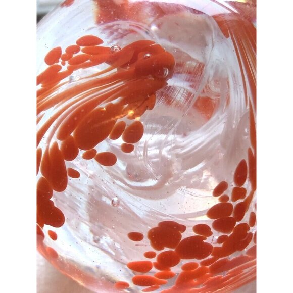 Red & White Ribbon Dragon? Globe Art Glass Paperweight Vintage - Picture 7 of 12